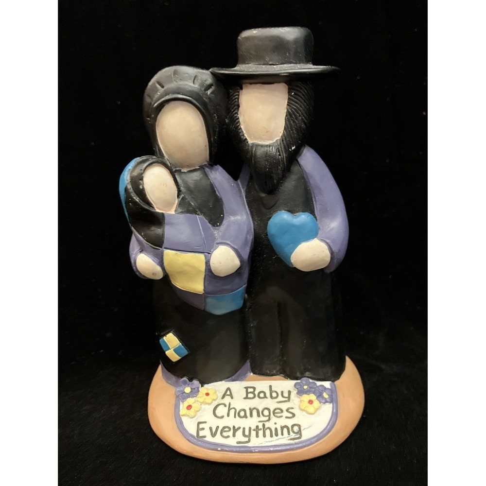 Amish Family Figurine Esther O’Hara Blossom Bucket “A Baby Changes Everything”